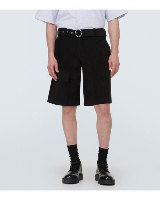 Jil Sander Black Crochet Low-Rise Cotton-Blend Shorts for men