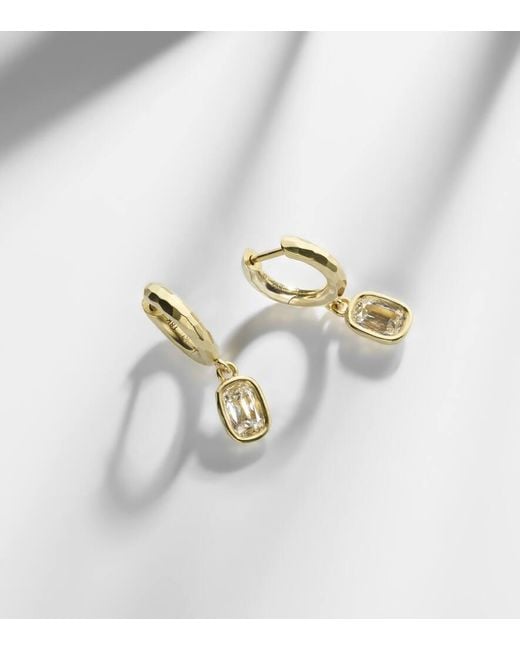 Octavia Elizabeth Hidden Gem 18Kt Huggies With Diamonds in Metallic | Lyst