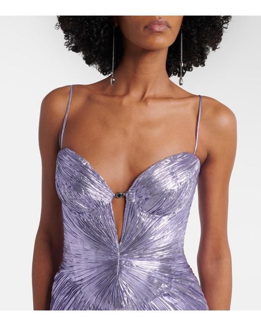 Maria Lucia Hohan Purple Sara Silk-Blend Bustier Gown