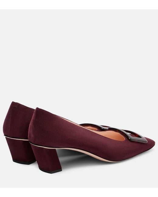 Roger Vivier Red Belle Vivier 45 Suede Pumps