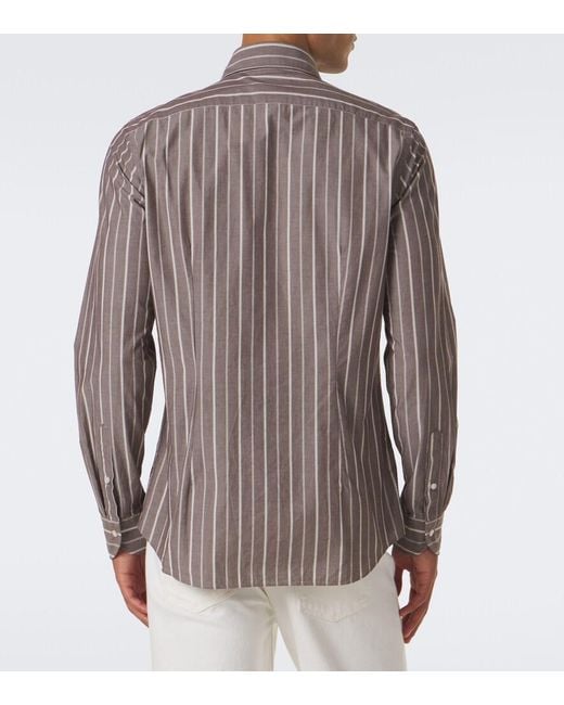 Slowear Brown Striped Cotton Shirt for men