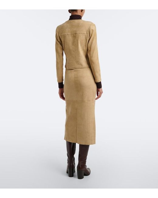 Stouls Natural Winona Suede Midi Skirt