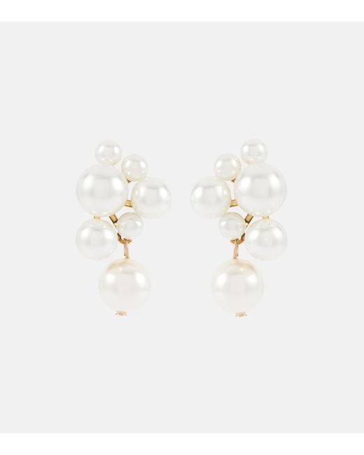 Jennifer Behr Natural Glass Pearl Embellished Earrings