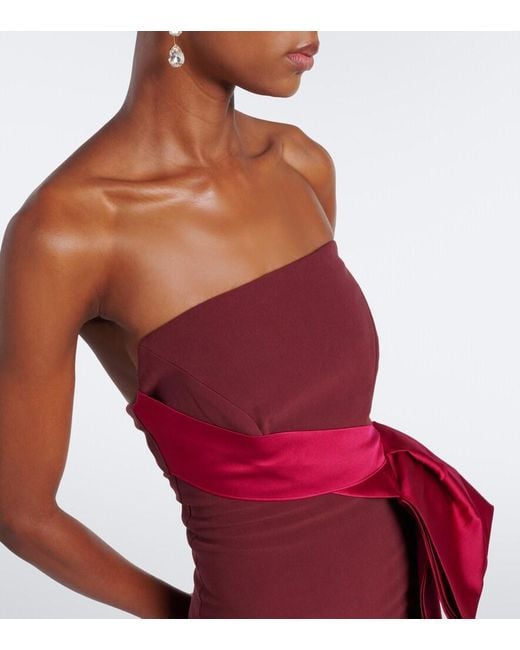 Roland Mouret Red Draped Crepe Bustier Gown