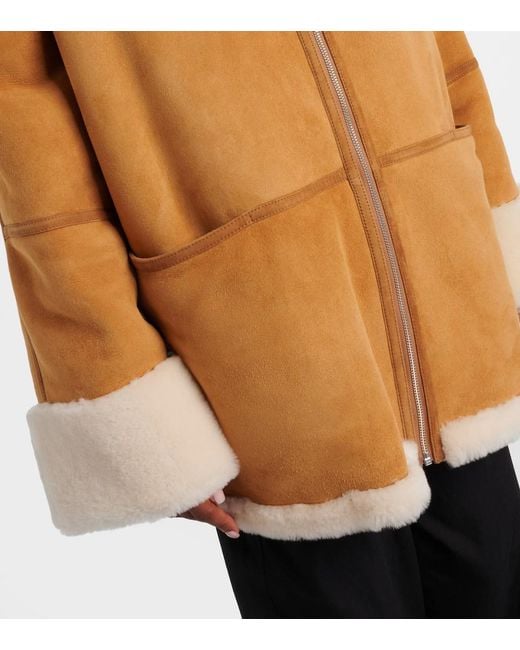Totême Brown Jacke Signature Aus Veloursleder Mit Shearling