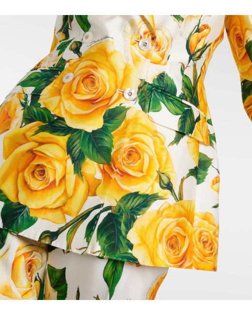 Dolce & Gabbana Yellow Turlington Floral Silk-blend Jacket