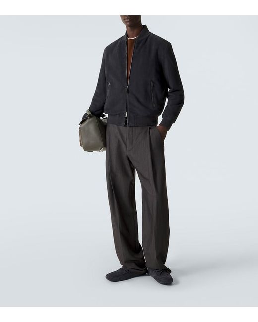 Tod's Blue Suede Bomber Jacket for men