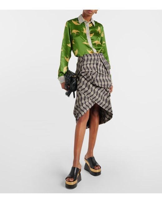 Chemise Imprimee En Satin De Soie Dries Van Noten en coloris Green