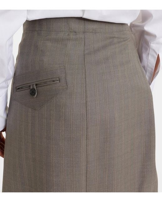 Victoria Beckham Gray Asymmetric Virgin Wool Midi Skirt