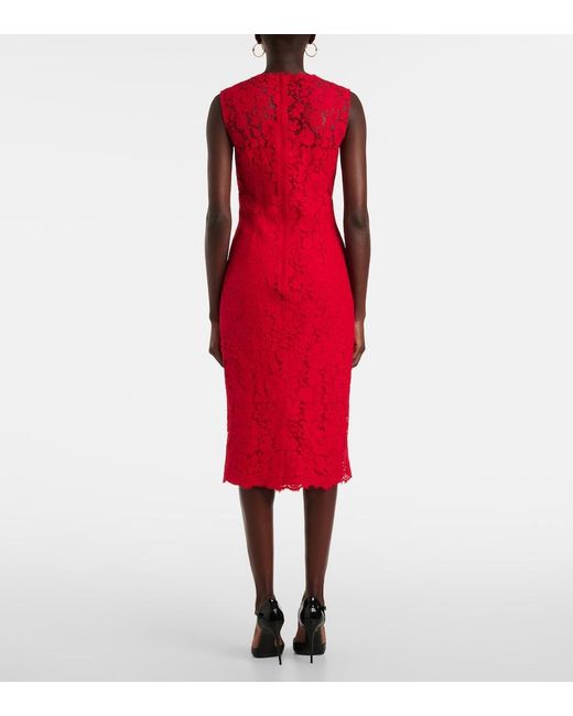 Dolce & Gabbana Red Floral Midi Dress