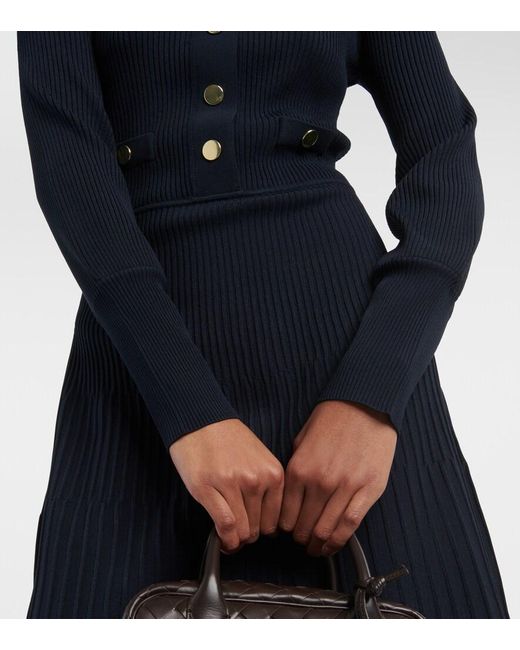 Veronica Beard Blue Lauper Puff-Sleeve Sweater Dress