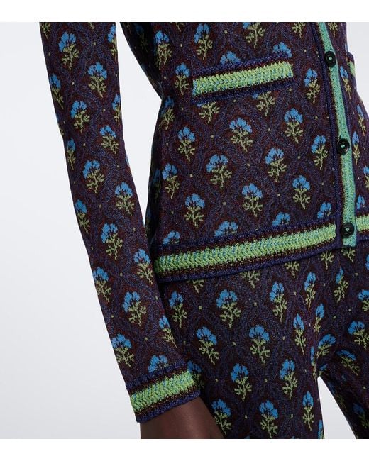Etro Blue Floral Jacquard Cardigan