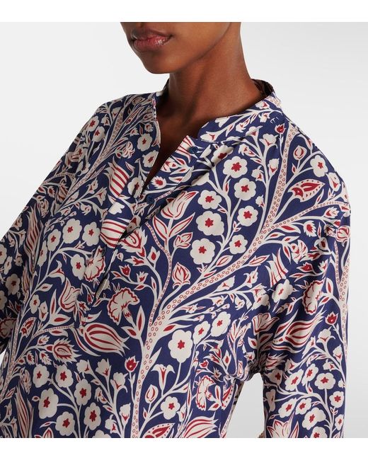 Loro Piana Blue Floral Silk Tunic