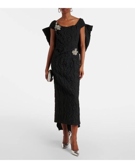 Robe Longue Brodee En Jacquard Erdem en coloris Black