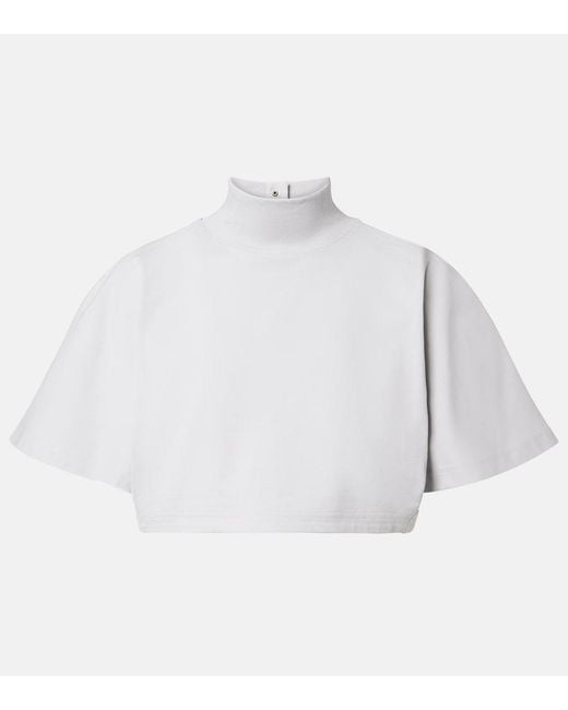 Alaïa White Cropped Cotton Jersey T-Shirt