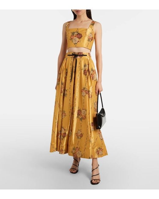 Agua Bendita Metallic Amanda Floral Cotton-Blend Crop Top