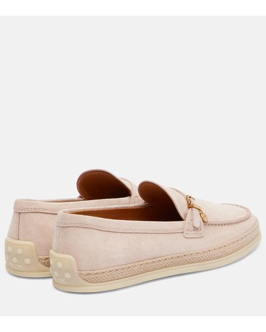 Tod's Pink Mokassins Aus Veloursleder