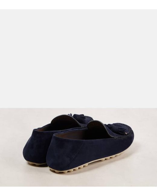 Loro Piana Blue Dot Sole Walk Suede Driving Shoes