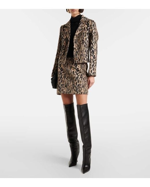 Rixo Brown Mariah Leopard-Print Miniskirt