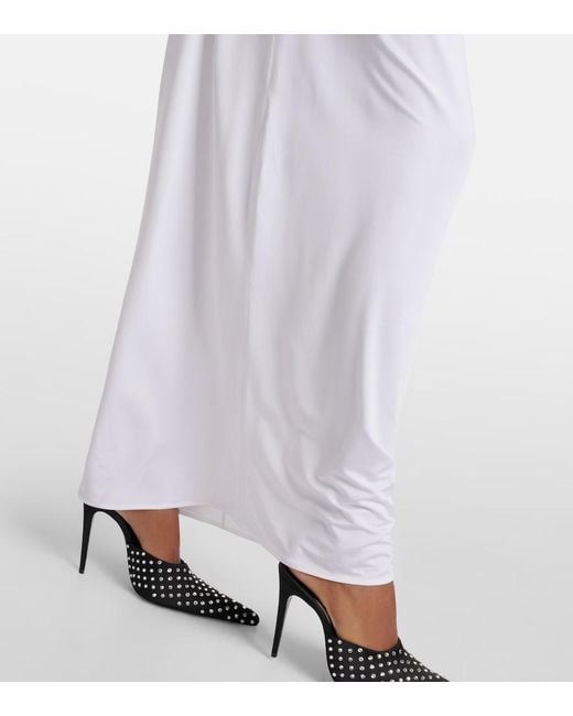 Magda Butrym White Draped Jersey Maxi Skirt