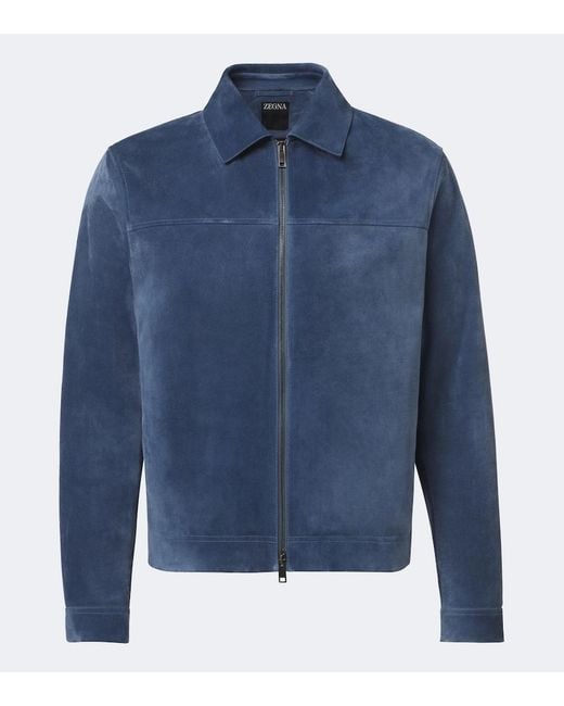 Zegna Blue Suede Jacket for men