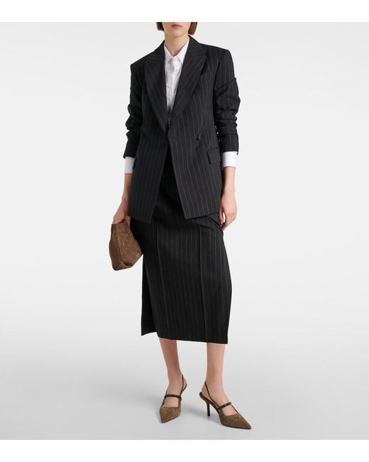 Brunello Cucinelli Black Pinstripe-Pattern Blazer
