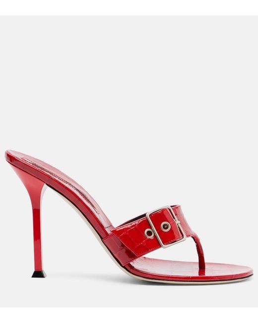 Christen Red Helix 95 Patent Leather Thong Sandals