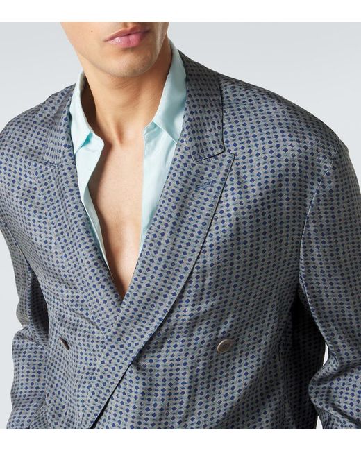Giorgio Armani Gray Printed Double-Breasted Blazer for men