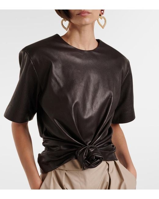 Magda Butrym Black Knot-Detail Leather T-Shirt