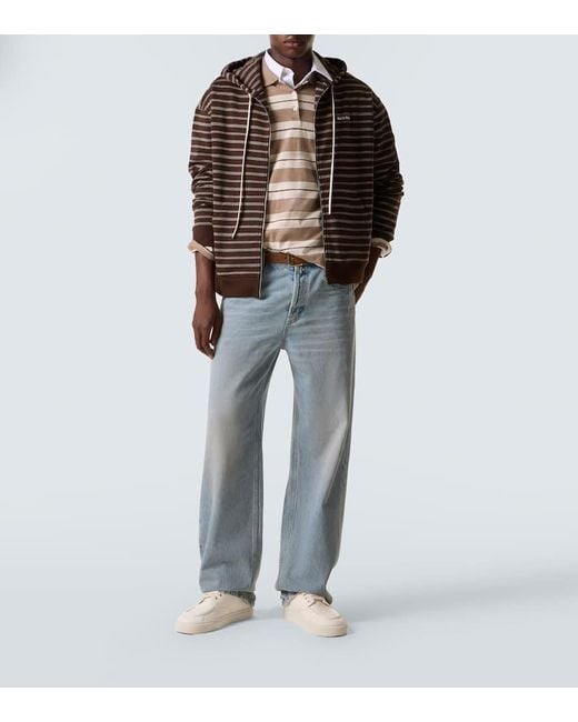 Sweat-Shirt A Capuche Raye En Coton Miu Miu pour homme en coloris Brown