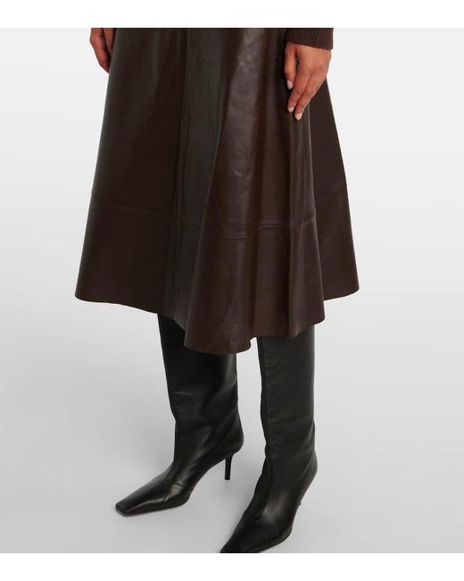 Falda Midi De Piel Yves Salomon de color Brown
