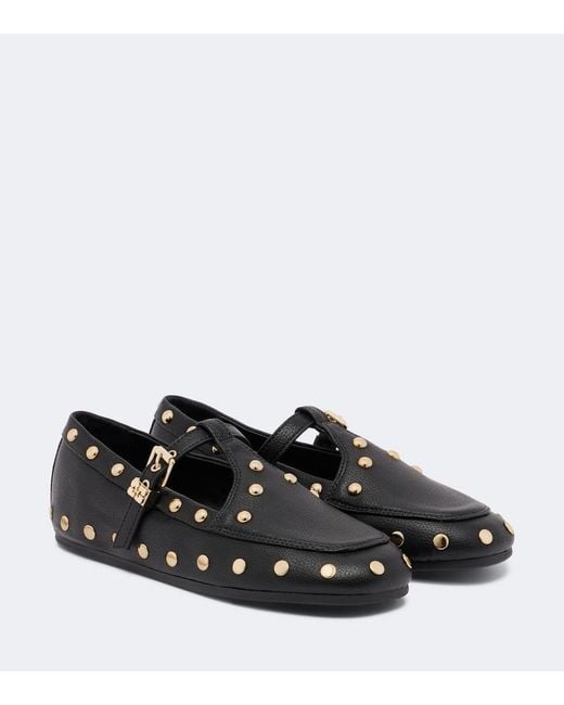 Ganni Black Mary Jenny Studded Flats