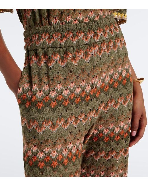 LaDoubleJ Natural Embroidered Cotton-Blend Palazzo Pants