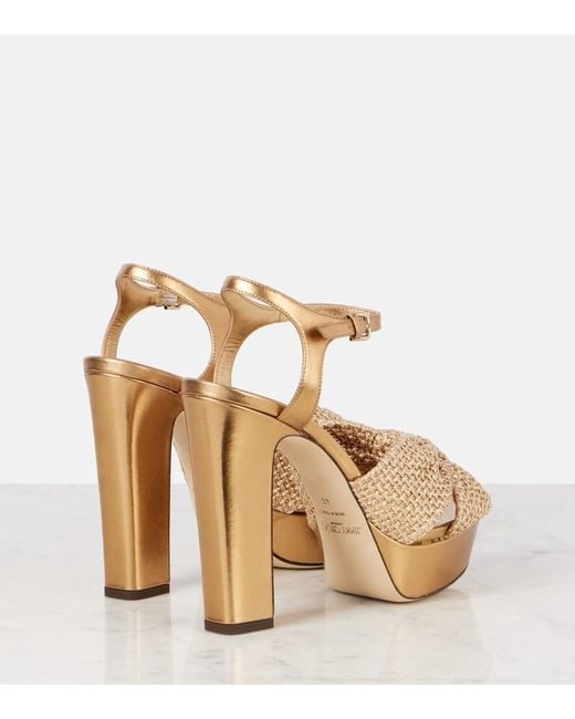 Jimmy Choo Metallic Heloise 120 Leather Platform Sandals