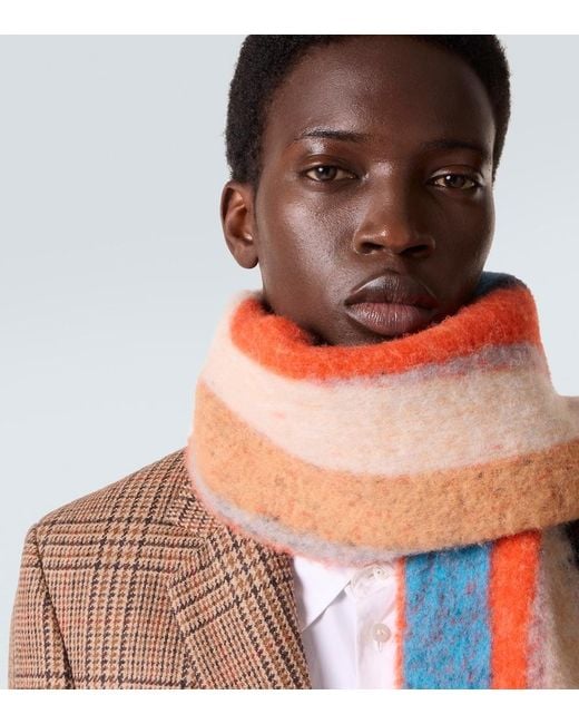 Loewe Multicolor Fringed Striped Alpaca-Blend Scarf for men