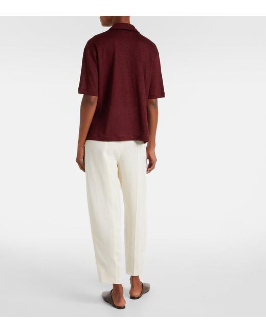 Loro Piana Red Gargano Linen Polo Shirt