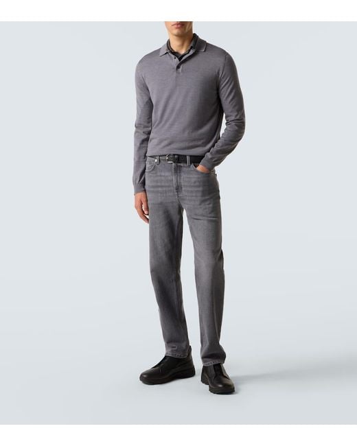 Zegna Black Triple Stitch Leather Sneakers for men