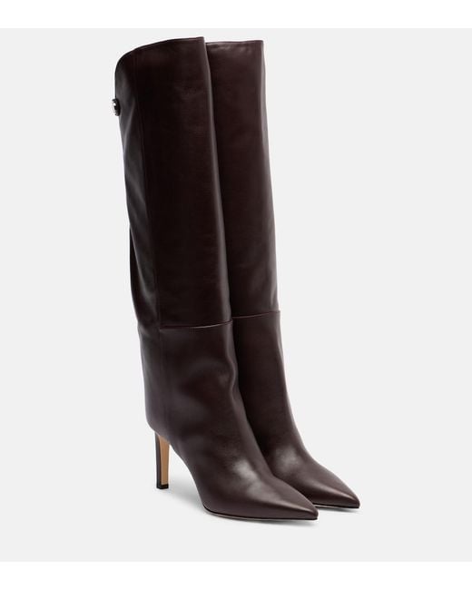 Jimmy Choo Brown Alizze 85 Leather Knee-High Boots