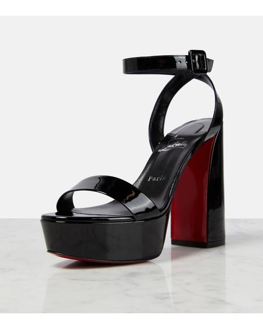 Christian Louboutin Black Movida Sabina Patent Leather Platform Sandals