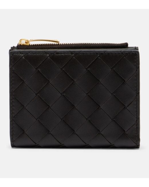 Bottega Veneta Black Intrecciato Small Leather Wallet