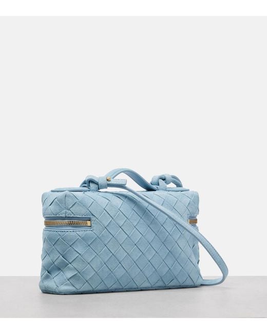Bottega Veneta Blue Bang Bang Intrecciato Suede Vanity Bag