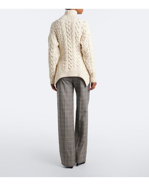 Stella McCartney Gray Checked Wool Wide-Leg Pants