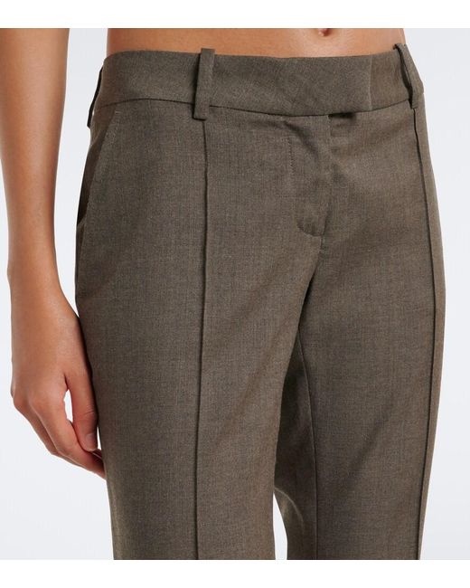 The Attico Gray Low-Rise Wool-Blend Flared Pants