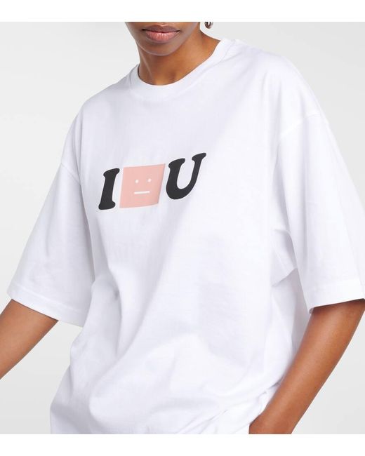 T-shirt in cotone con stampa di Acne in White