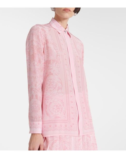 Versace Pink Barocco Silk Shirt