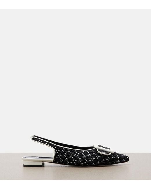 Manolo Blahnik Black Maylura Raffia-Effect Slingback Flats