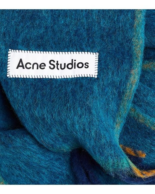Acne Blue Fringed Alpaca And Wool-blend Scarf
