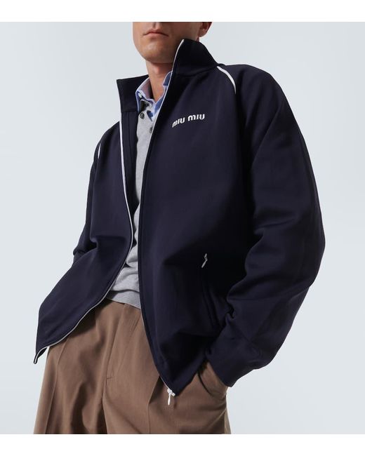Miu Miu Logo Track Jacket in Blue for Men | Lyst UK