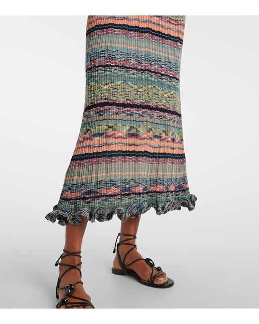 Vestido Midi Acanalado Ajak De Punto Ulla Johnson de color Gray