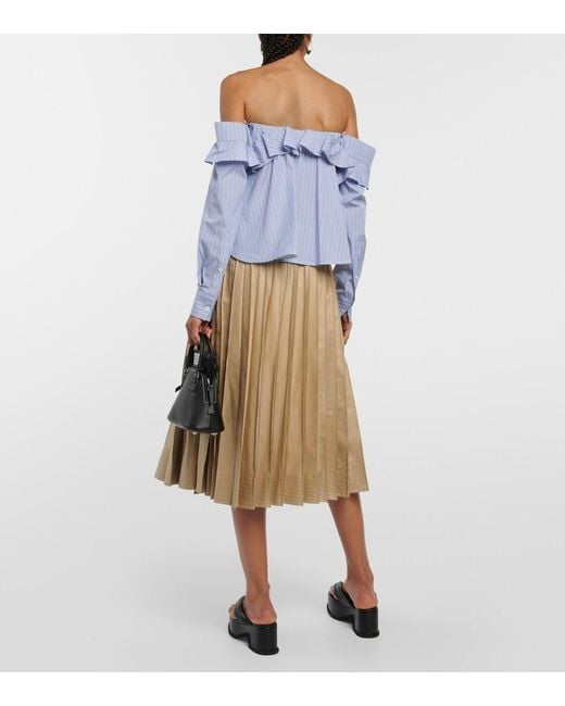 Sacai Blue X Thomas Mason Striped Cotton Shirt